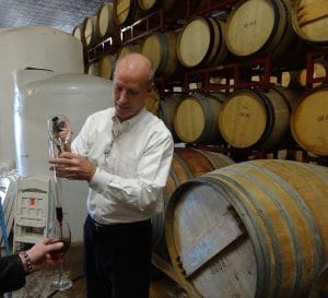 Bob Landon doing a barrel tasting