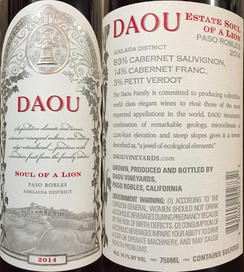 DAOU Vineyards & Winery Estate Soul of a Lion 2014 Wine Review - Texas ...