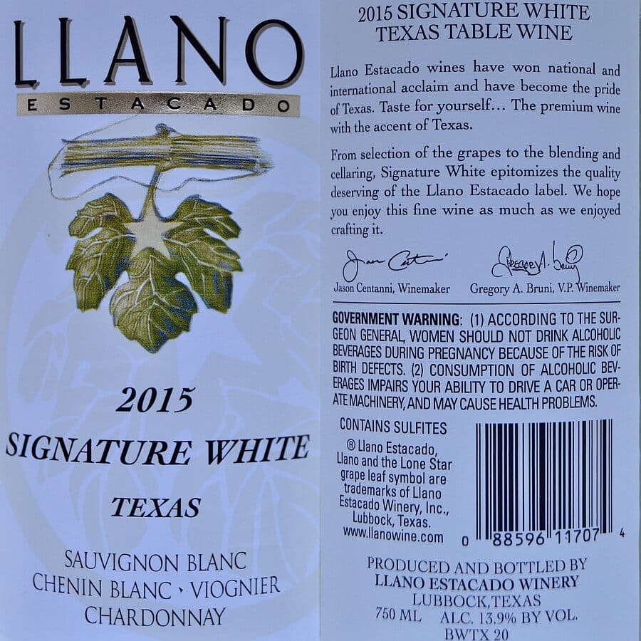 Llano Estacado Winery Signature White 2015 Wine Review - Texas Wine Lover®